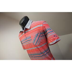 Puma Golf Polo DryCELL Cotton Short Sleeve Athletic Striped Shirt Mens Sz Large